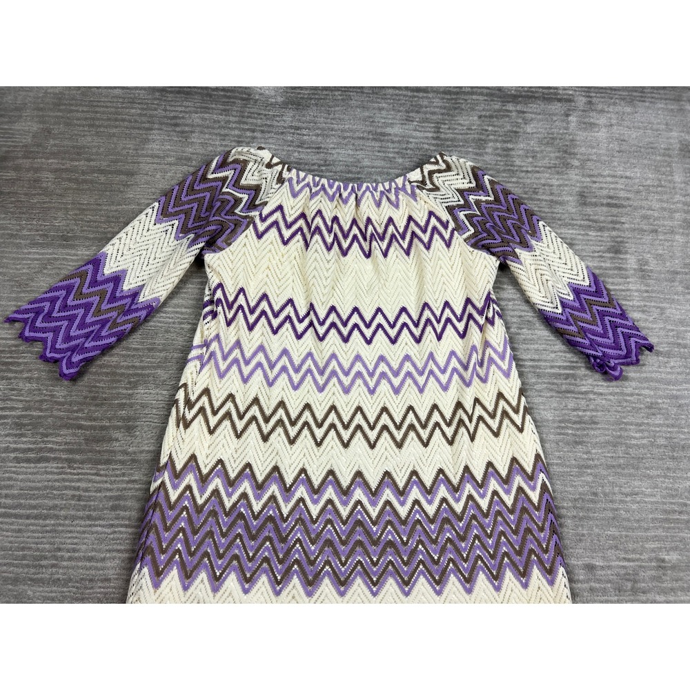 Fresh‎ of LA Dress Womens 3X Purple Chevron Crochet Knit 3/4 Sleeve Shift KD4647 - Picture 12 of 14